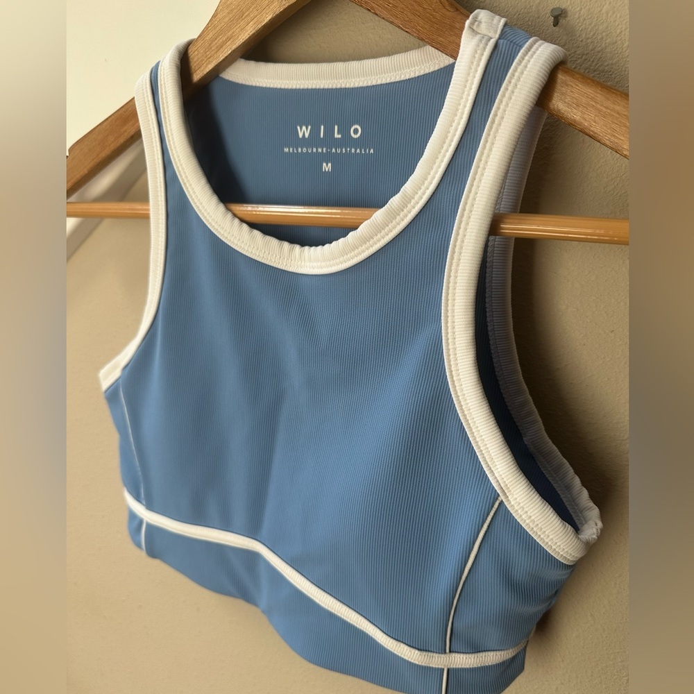 Wilo Women's Blue and White Sports Bra - Picture 3 of 8